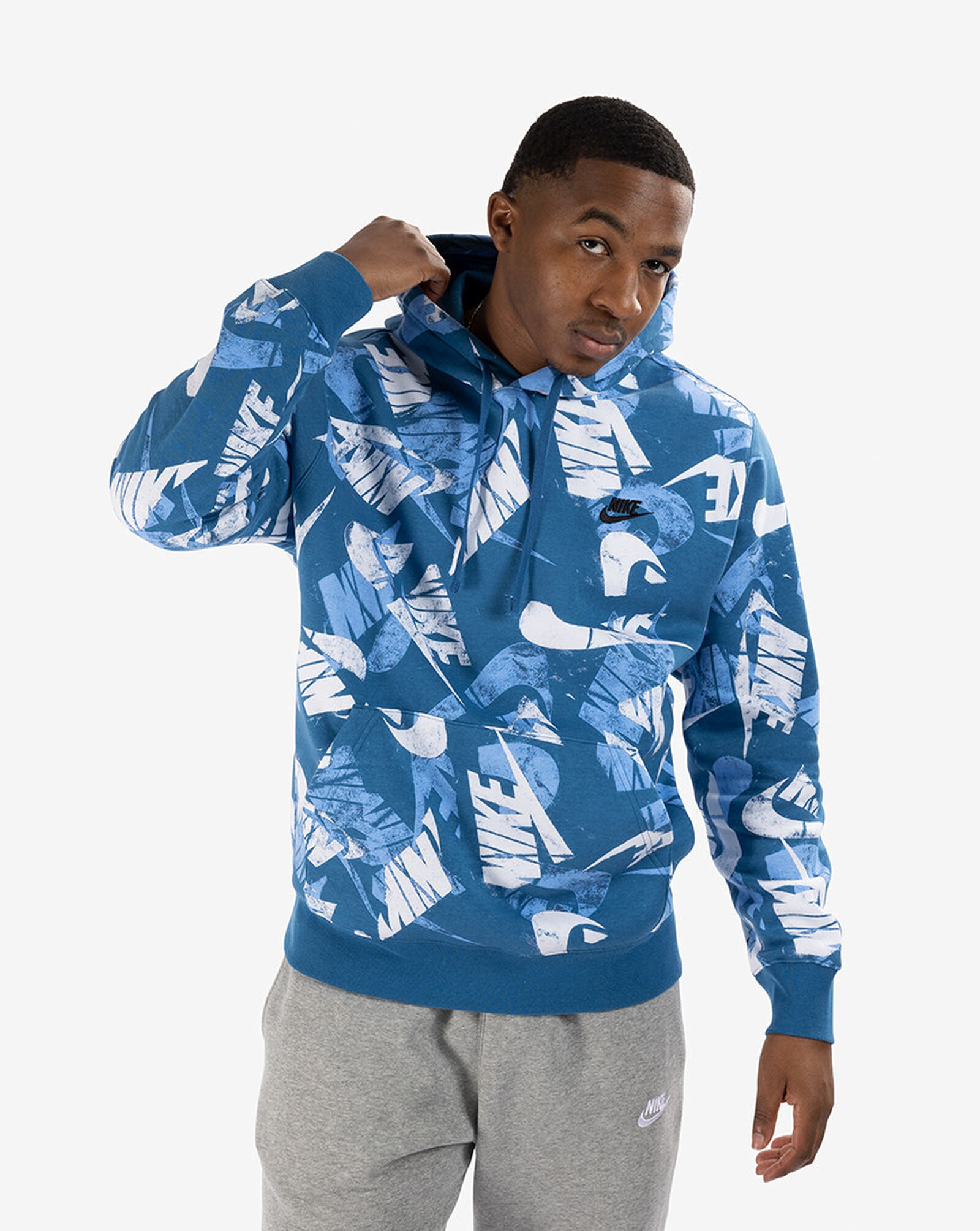 Shop NSW Sport Essentials+ Over Print Hoodie DM6881-407 blue | SNIPES USA