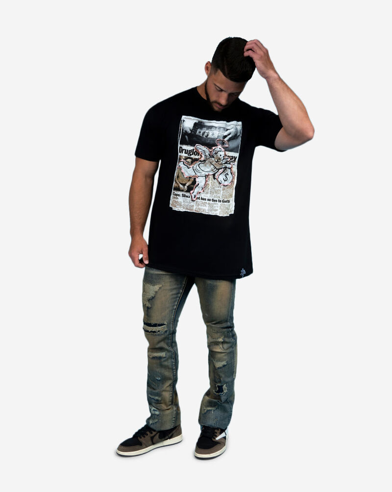 Hasta Muerte Newspaper Burning Angel Tee HM-NEWSPAPERBURNINGANGEL-TEE-BLACK Black 3