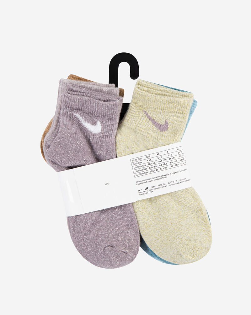 Nike Little Kids' 6PK Lurex Quarter Socks (5-7) GN1132-G7H Multi 2