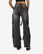 American Bazi 4Pkt Rhinestone Cargo Denim Jeans RJH-21174RS Black 2