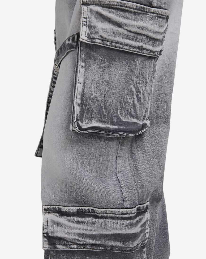 Shop American Bazi 4Pkt Cargo Denim Criss Cross Straps Jeans RJH