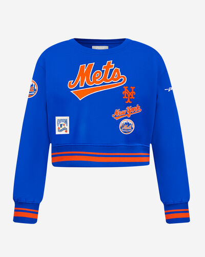 Big Girls' New York Mets Retro Classic Rib Fleece Crewneck