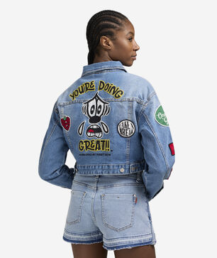 Denim Varsity Crop Jacket