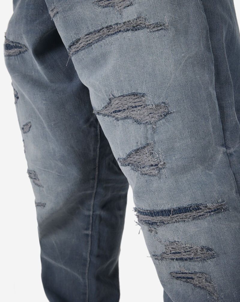 Jordan Craig 5-Pocket Rip and Repair Straight Jeans JR1180J-BLU Blue 3