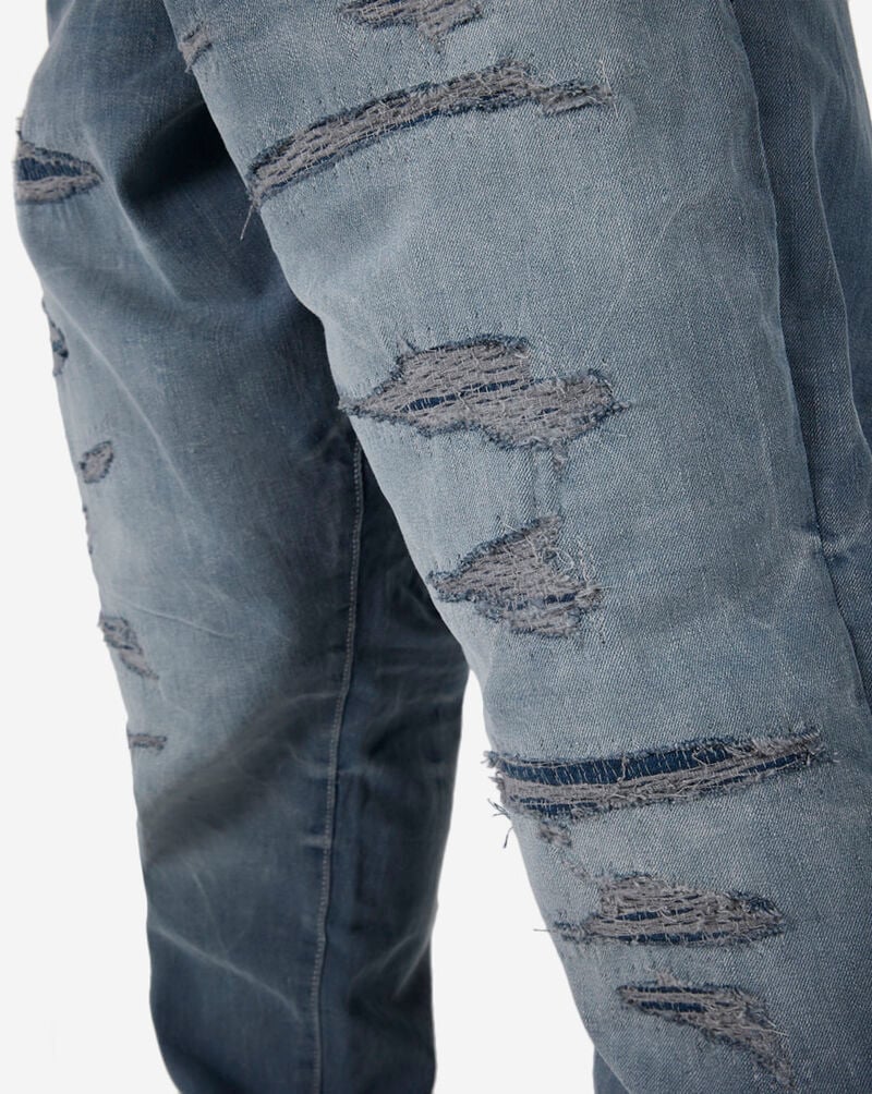 Jordan Craig 5-Pocket Rip and Repair Straight Jeans JR1180J-BLU Blue 3