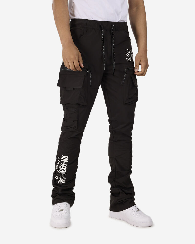 Smoke Rise Stacked Utility Nylon Cargo Pants WP24182SNZ-BLK Black 1