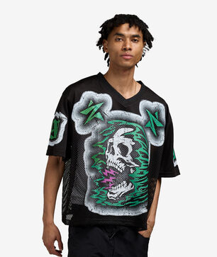 Screaming Skull Cropped Mesh Tee