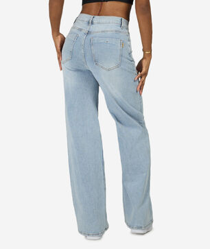 Rhinestone Thigh Slits Denim