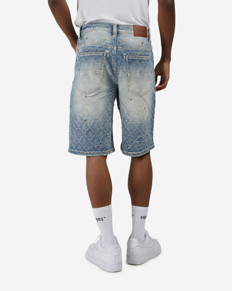 Decibel Allover Embellished Denim Shorts DECWB498-BLU Blue 2