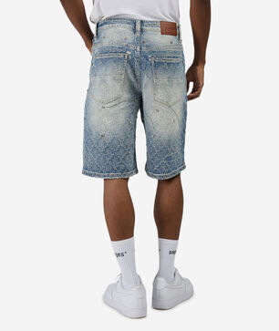 Allover Embellished Denim Shorts