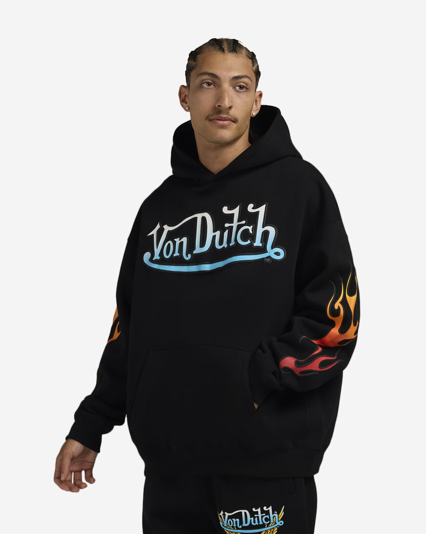 Charbon シャルボン　WOOL SPLASH DYE HOODIE L Shop Von Dutch Flames Foil Hoodie 4VND2A5465-BLK black | SNIPES USA