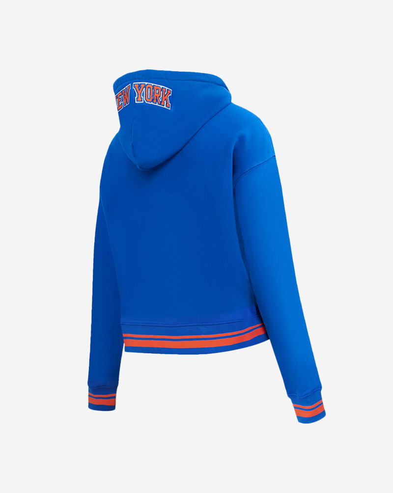 PRO STANDARD New York Knicks Mash Up Rib  Fleece Cropped Pullover Hoodie BNKC55110-ROR Blue 3