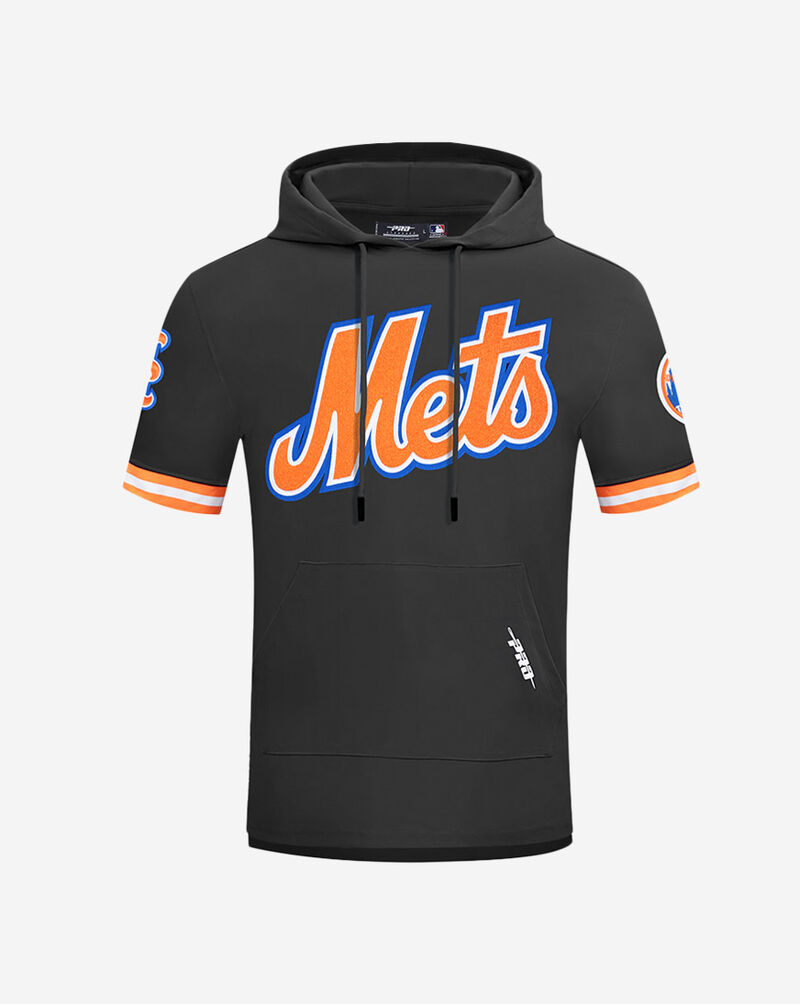 PRO STANDARD New York Mets Classic Chenille Double Knit Short Sleeve Pull Over Hoodie LNM135080-BOR Black 1