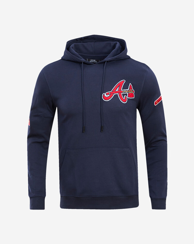 PRO STANDARD Atlanta Braves Classic Chenille Double Knit Pull Over Hoodie LAB531543-MDN Blue 1
