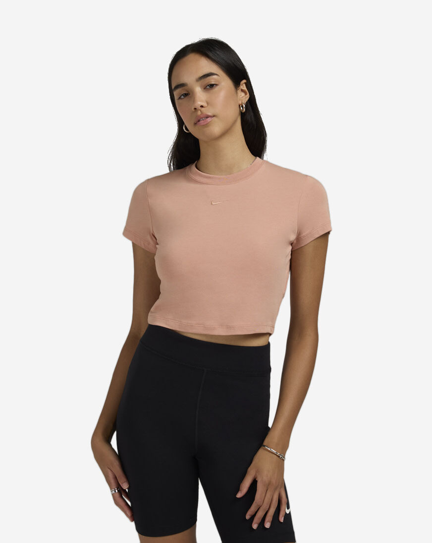 Shop Nike NSW Chill Knit Cropped T-Shirt HF9538-688 pink | SNIPES USA