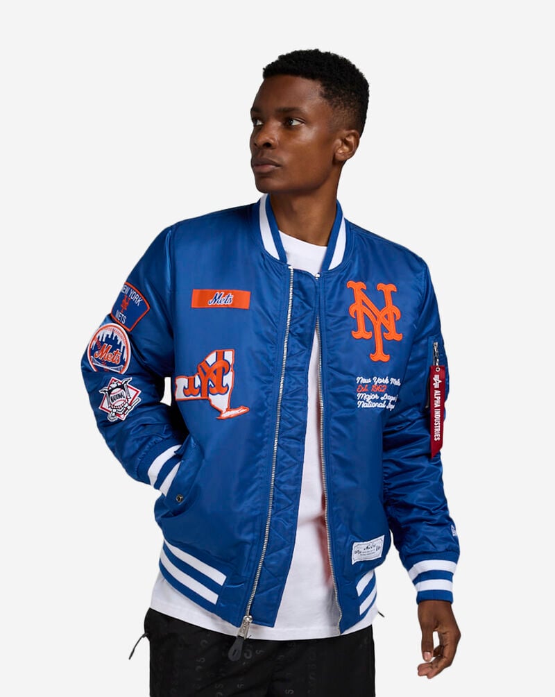 New Era Alpha Industries New York Mets Bomber Jacket 60684039 Blue 1
