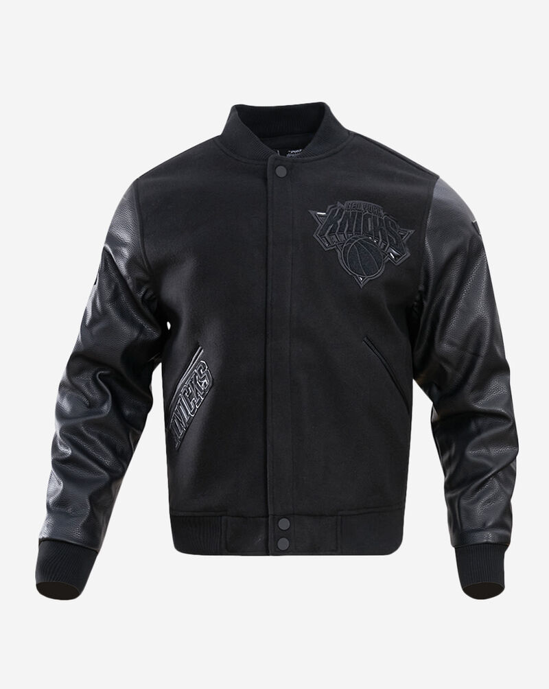 PRO STANDARD New York Knicks Triple Black Wool Varsity Jacket BNK653450-BLK Black 1