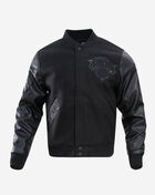 New York Knicks Triple Black Wool Varsity Jacket