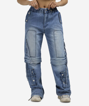 Zip-Off Cargo Jort Denim