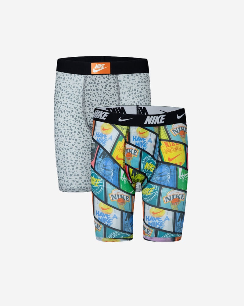 Nike Big Kids' 2PK Printed Long Boxer Briefs 9N1061-G9Q Grey 1