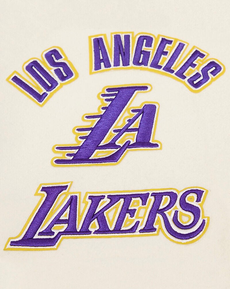 PRO STANDARD Los Angeles Lakers Retro Classic Rib Wool Varsity Jacket BLL656005-EPU cream 2