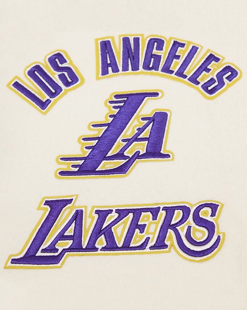PRO STANDARD Los Angeles Lakers Retro Classic Rib Wool Varsity Jacket BLL656005-EPU cream 2