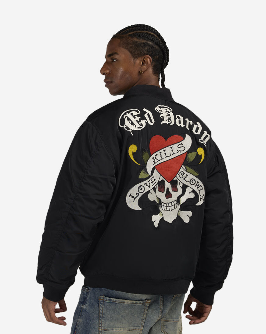 Shop Ed Hardy Skull Bomber Jacket EHM012021-BLK black | SNIPES USA