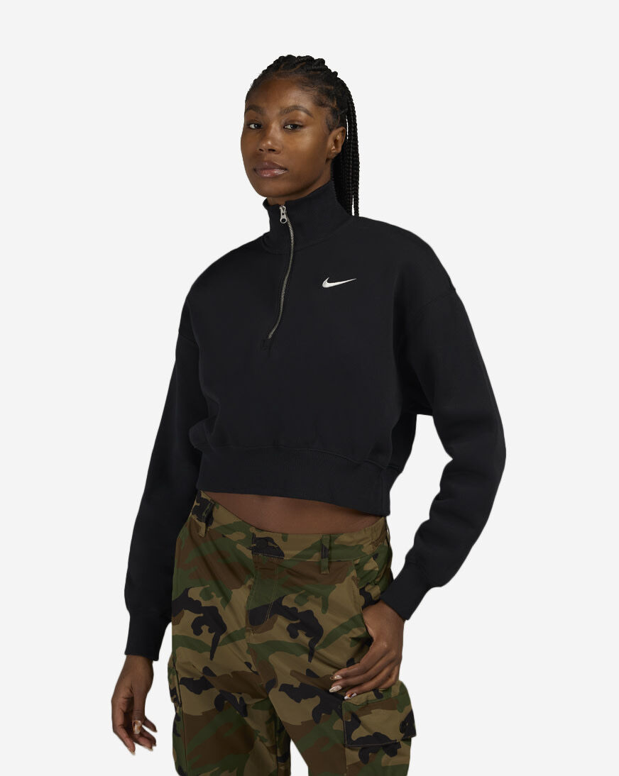Shop Nike NSW Phoenix Fleece 1/4-Zip Cropped Sweatshirt DQ5767-010