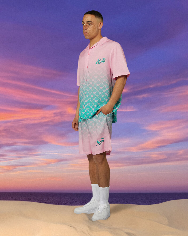 MCM MCM x SNIPES Gradient Resort Shirt  SFM252-009-1-ROS Pink 5