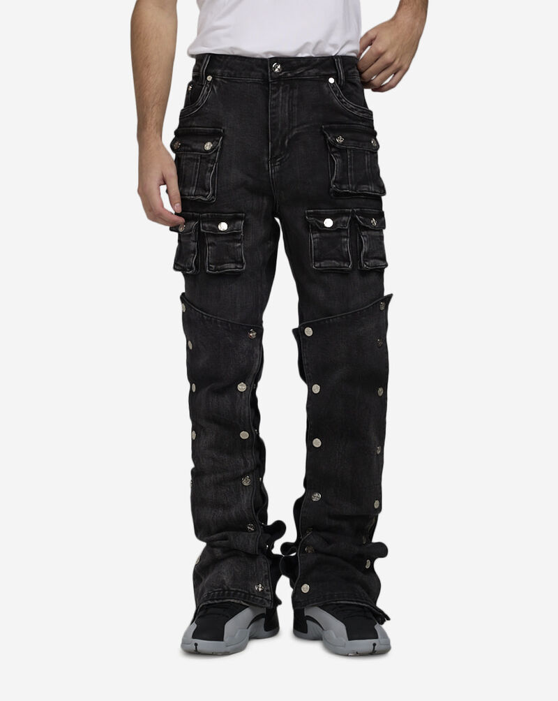 GUAPI Stacked Premium Denim Pants IRON-GREY-STACKED-PREMIUM-DENIM Black 1