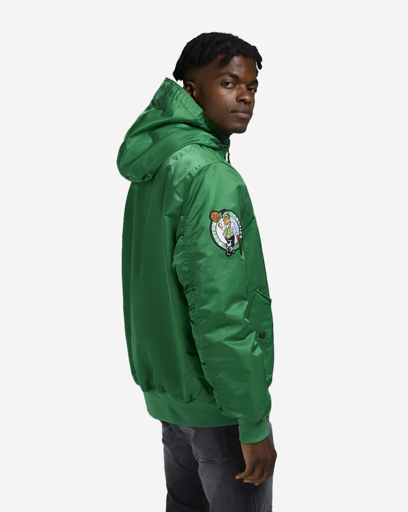 New Era Alpha Industries Historic L-2B Boston Celtics Hooded Bomber Jacket 60564074 Green 2