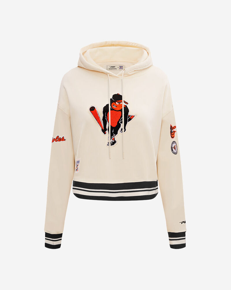 PRO STANDARD Baltimore Orioles Retro Classic Rib Fleece Cropped Pullover Hoodie LBOC314489-EBK cream 1