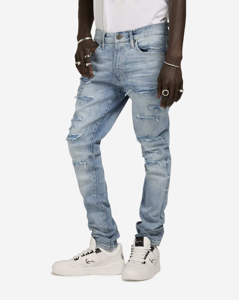 Jordan Craig Distressed Rip and Repair 5-Pocket Jeans JS1217-SKY Blue 1