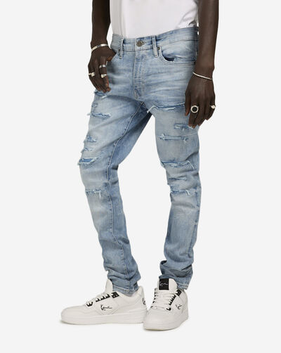 Distressed Rip and Repair 5-Pocket Jeans
