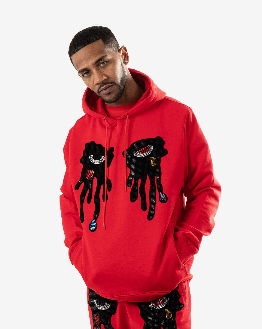 Red drip hoodie clearance