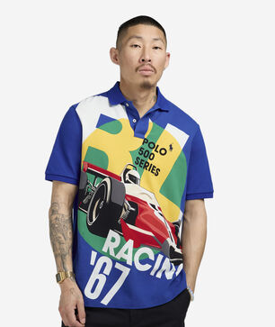 Classic Fit Mesh Graphic Polo Shirt