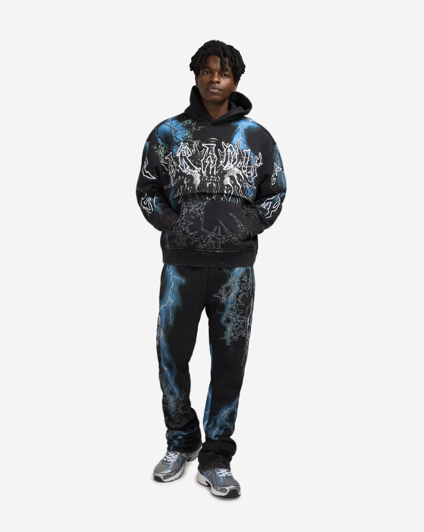 Shop Smoke Rise Paradise Stacked Fleece Pant FP25567SNZ-BLK black