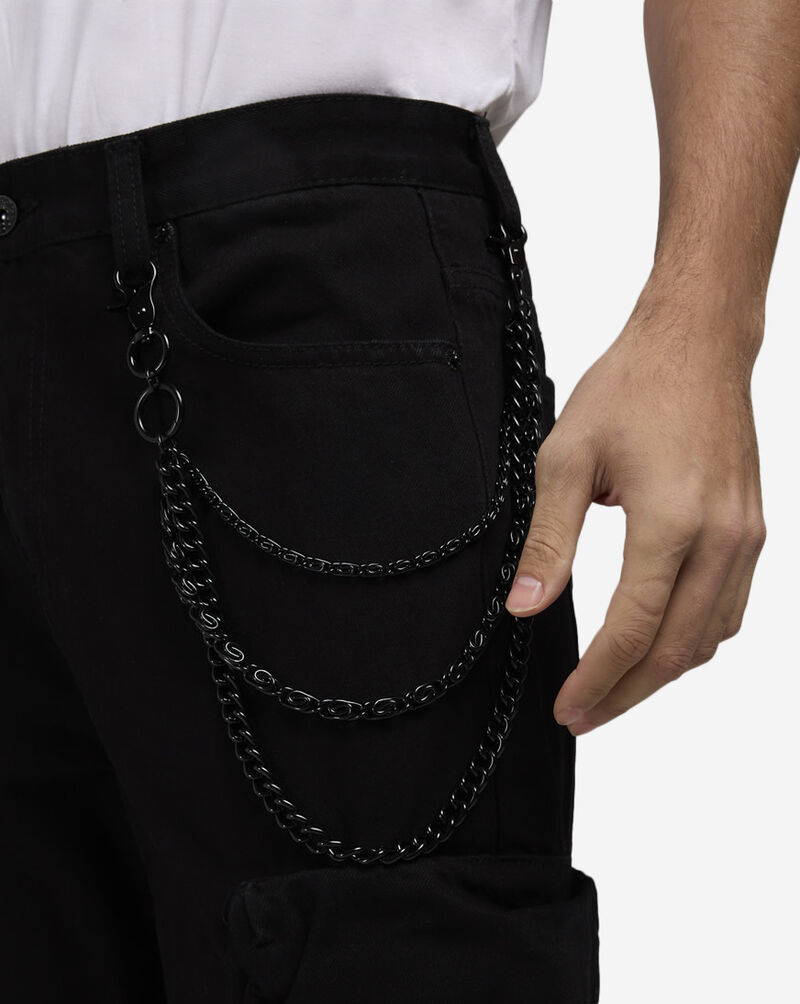 Decibel Baggy Cargo Pants With Chain DECWB477-BLK Black 3