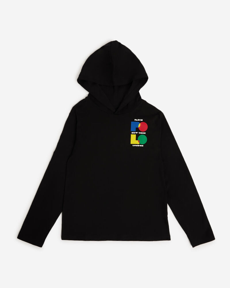 Polo Ralph Lauren Grade School Logo Cotton Jersey Hooded Tee 323934259001-BLK Black 1