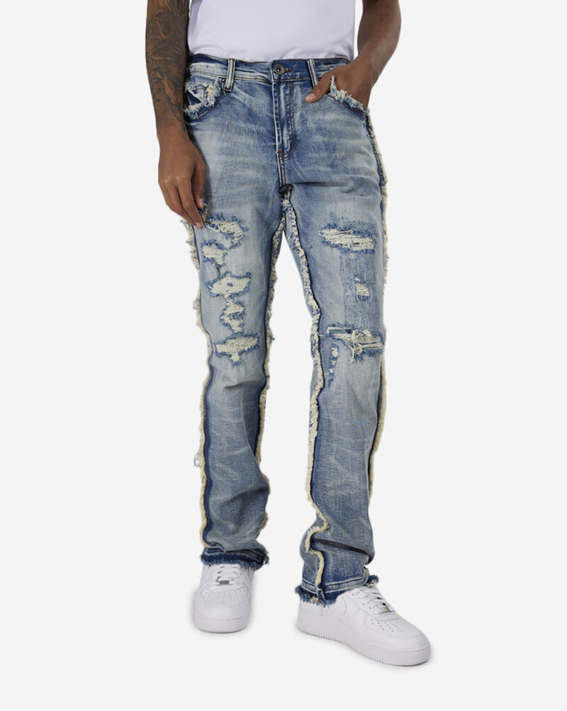 Decibel Semi-Stacked Frayed Jeans DECWB421-IND Blue 1