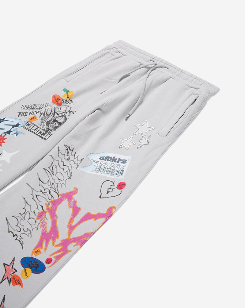 Smoke Rise Kids' Doodle Fleece Wide Leg Pant BFP26F530SN Grey 2
