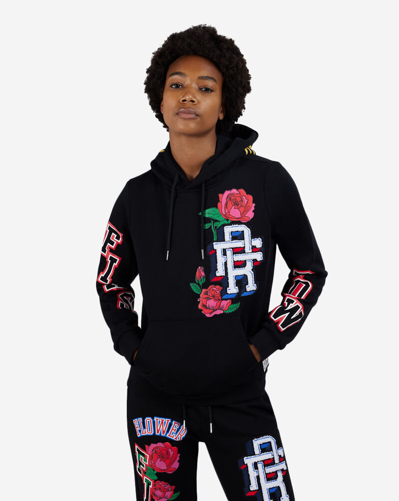 First Row Flower Fleece Pullover Hoodie FRLF2434S-BLA Black 1