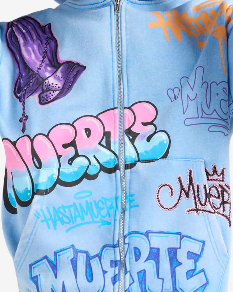 Hasta Muerte Hasta Air Brush Hoodie  HASTAARBRUSH26-BLU Blue 3