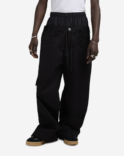 Inner Boxer Layer Wide Leg Twill Pants