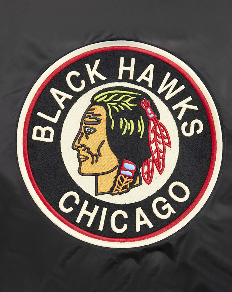 PRO STANDARD Chicago Blackhawks Retro Classic Rib Satin Jacket HCB667541-BRK Black 4