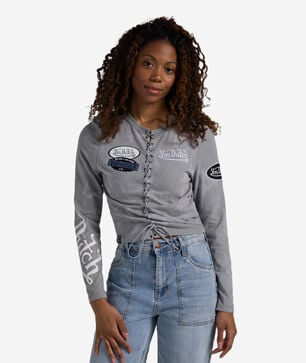 Lace Up Long Sleeve Top