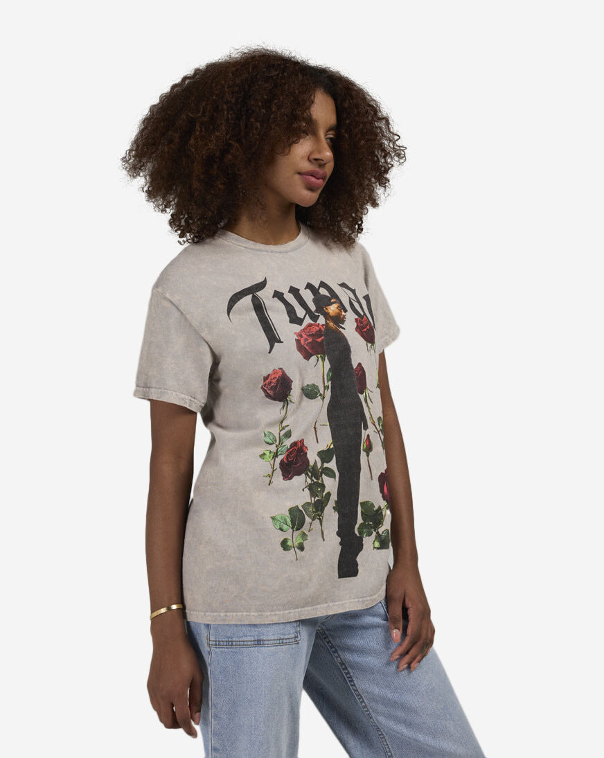 Shop Graphic Tees Tupac Roses Tee TUP1260XX grey | SNIPES USA