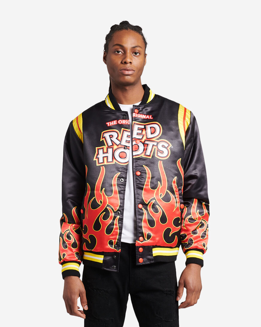 Shop Boondocks Red Hots Satin Jacket OWM1ZPFFCC-BLK black