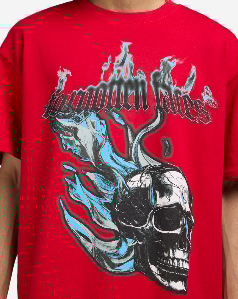 Forgotten Faces Flaming Skull Tee FOFUS116-00491 Red 3