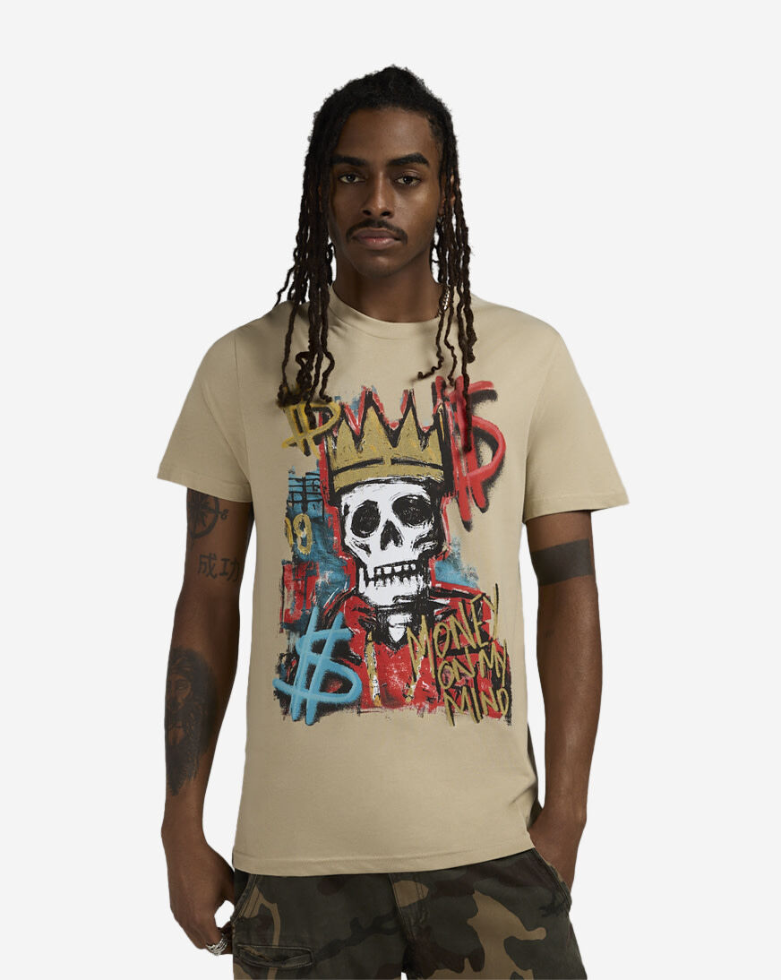 Paul Smith3点半袖カットソー　茶×ベージュ　XXＬ Shop Graphic Tees Money Mind Skull Tee MTUS536-US-03872 beige